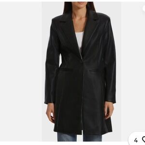 Avec Les Filles Black Faux Leather Blazer Coat